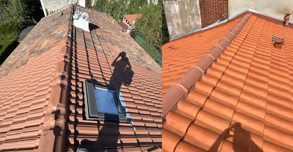 Nettoyage toiture - MEUCHE Couverture - Artisan Couvreur en Île-de-France dans le Val-d’Oise 95. Nettoyage toiture et protection anti-mousse démoussage toit. Revêtement peinture hydrofuge coloré toiture 