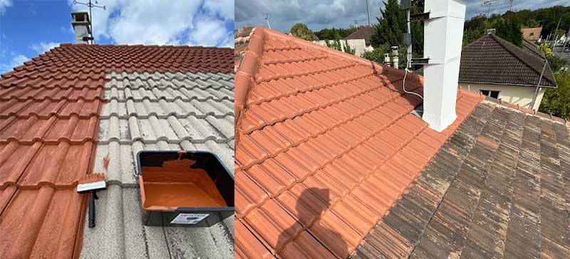 Nettoyage toiture - MEUCHE Couverture - Artisan Couvreur en Île-de-France dans le Val-d’Oise 95. Nettoyage toiture et protection anti-mousse démoussage toit. Revêtement peinture hydrofuge coloré toiture 